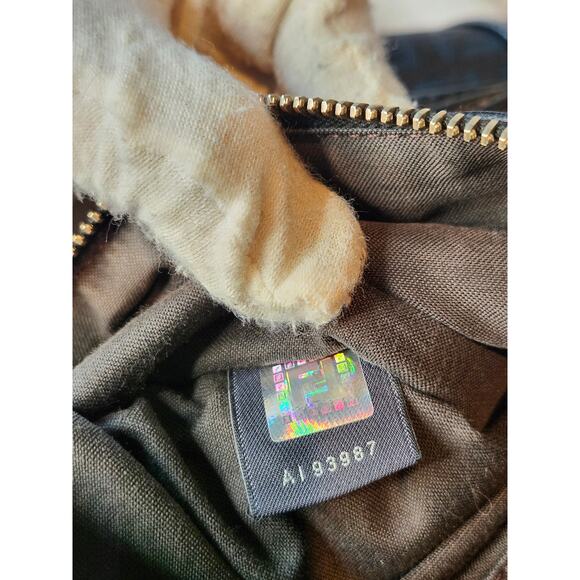 Fendi Black Zucchino Zucca Messenger Shoulder Charn Bag Vintage Y2K FF Logo - Picture 12 of 14